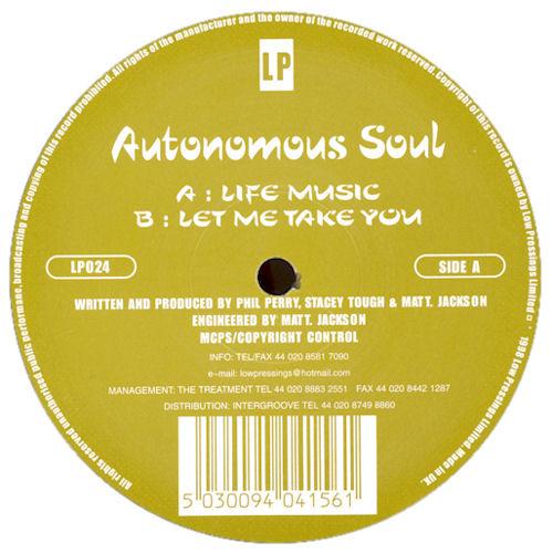 12inch Record AUTONOMOUS SOUL - Life Music LP024 Low Pressings 2000 UK Dance & Electronica Used
12inch Record AUTONOMOUS SOUL - Life Music LP024 Low Pressings 2000 UK Dance & Electronica Used