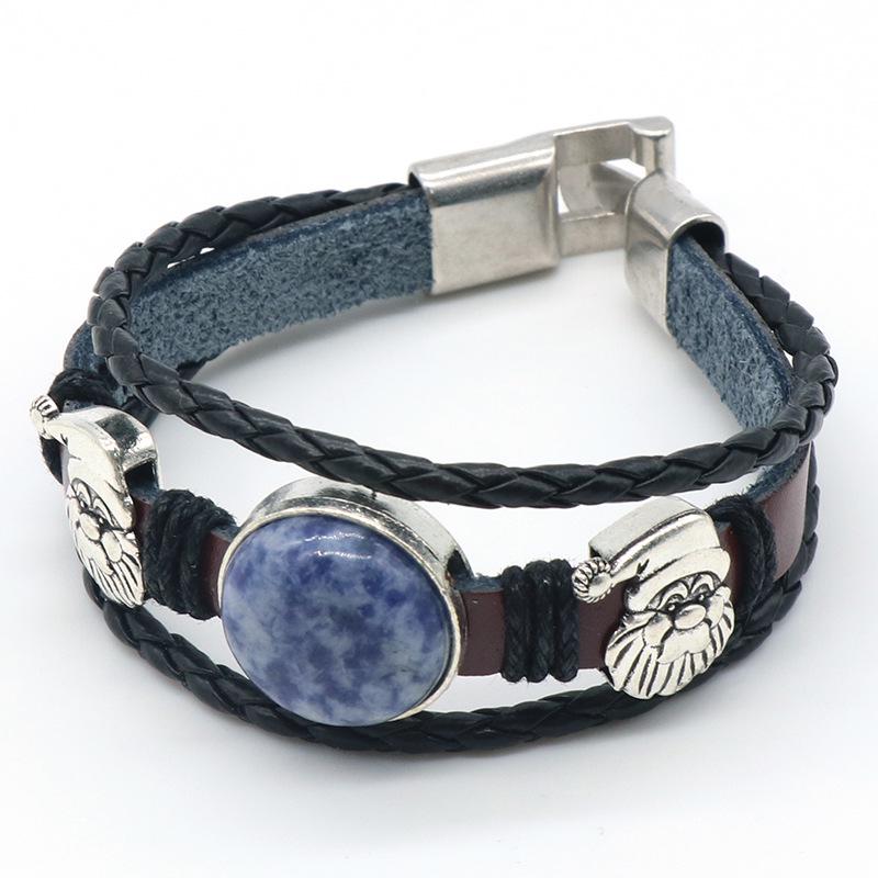 Retro Crystal Agate Braided Leather Bracelet with Santa Claus Alloy and Jade Inlay
Retro Crystal Agate Braided Leather Bracelet with Santa Claus Alloy and Jade Inlay