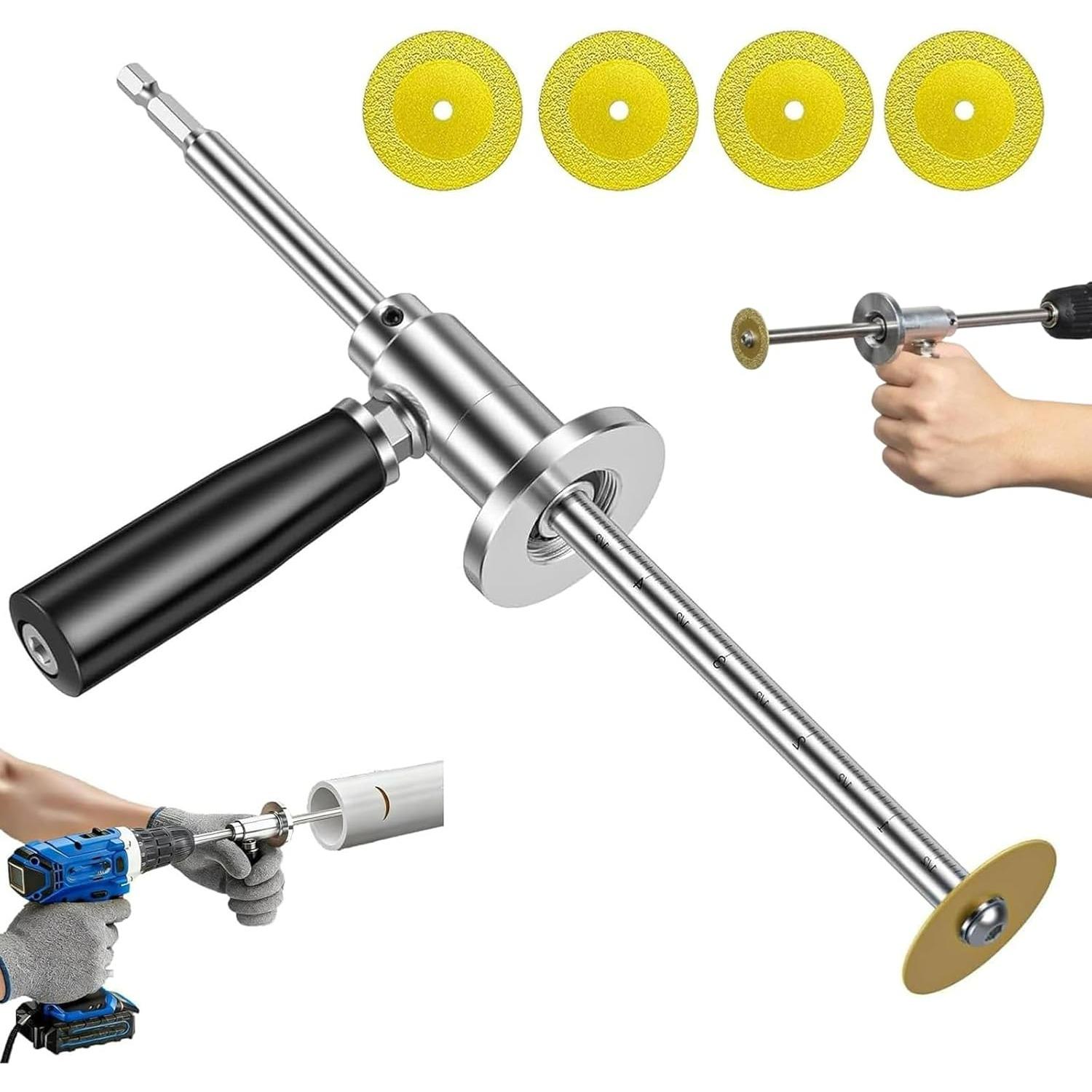 Inside Pipe Cutter Pipe Cutter,7 Inch PVC Pipe Cutter Adjustable Cut Depth,with Handle and 4 Diamond Grit Cutting Wheel,1/4in Hex Shank Fit for Impact W
Inside Pipe Cutter Pipe Cutter,7 Inch PVC Pipe Cutter Adjustable Cut Depth,with Handle and 4 Diamond Grit Cutting Wheel,1/4in Hex Shank Fit for Impact W