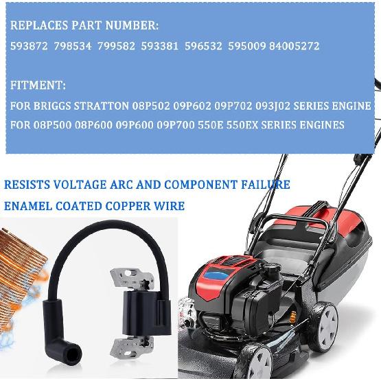 593872 84005272 Ignition Coil for Briggs and Straton Armature Magneto 450E 550E 550EX Engine Craftsman MTD Yard Machine Lawn Mower Parts 798534
593872 84005272 Ignition Coil for Briggs and Straton Armature Magneto 450E 550E 550EX Engine Craftsman MTD Yard Machine Lawn Mower Parts 798534