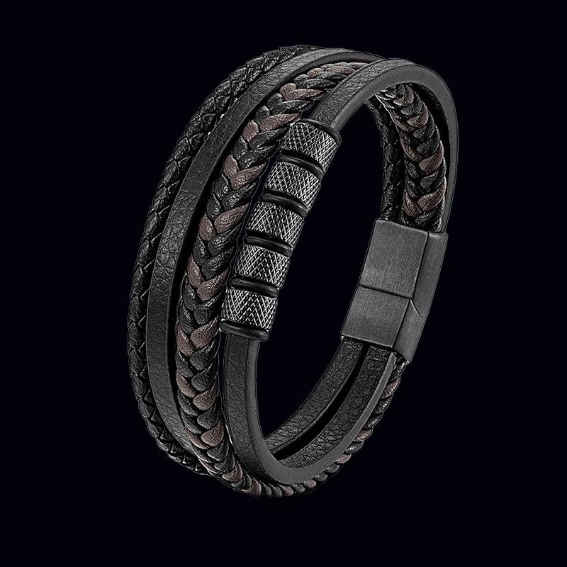 Men s Vintage Woven Leather Beaded Bracelet with Magnetic Buckle - Simple and Versatile Fashion Accessory
Men s Vintage Woven Leather Beaded Bracelet with Magnetic Buckle - Simple and Versatile Fashion Accessory