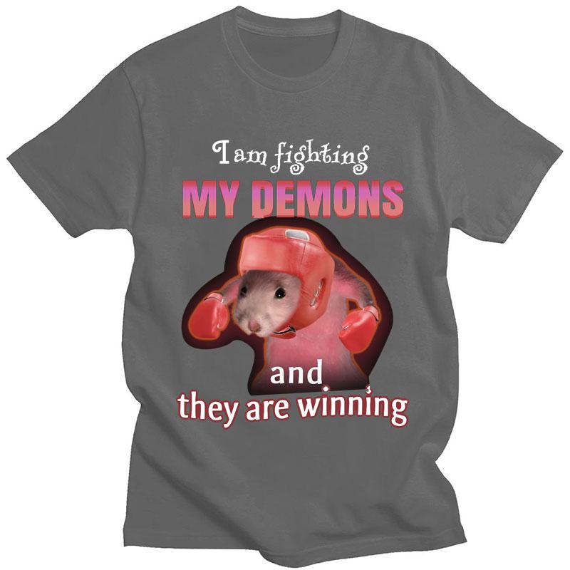 Funny Meme T Shirt I Am Fighting My Demons and The Are Winning Rat Print Tshirt Men Women Fashion Oversized Cotton Short Sleeve 4XL
Funny Meme T Shirt I Am Fighting My Demons and The Are Winning Rat Print Tshirt Men Women Fashion Oversized Cotton Short Sleeve 4XL