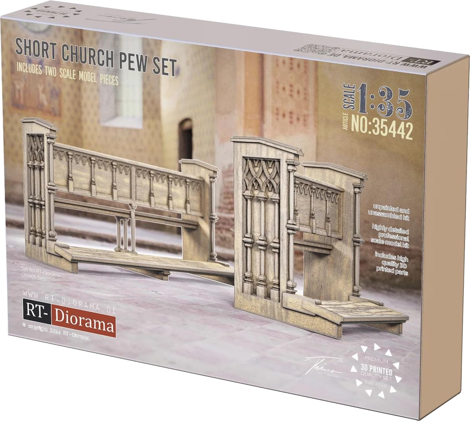 RT Diorama Church Pew 2 Diorama Scenery Model RTD35442 1/35 Set, Short, Pieces, Kit, (Scenery)
RT Diorama Church Pew 2 Diorama Scenery Model RTD35442 1/35 Set, Short, Pieces, Kit, (Scenery)