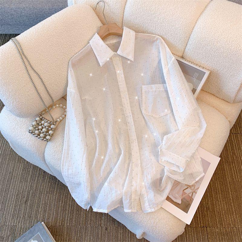Spring Summer New Solid Color Shirt Women POLO Collar Long Sleeve Fashion Cardigan Elegant Button Patchwork Rhinestone Chic Top S рожевий
Spring Summer New Solid Color Shirt Women POLO Collar Long Sleeve Fashion Cardigan Elegant Button Patchwork Rhinestone Chic Top S рожевий
