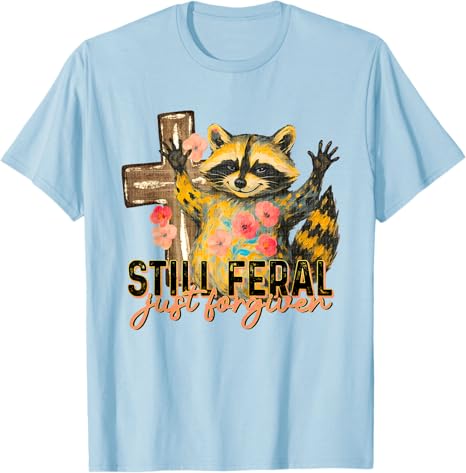 Still Feral Just Forgiven Funny Christian Raccoon Faith TShirt Womens Fashion Floral Print Graphic Saying Tee Y2k Novelty Gift 4XL
Still Feral Just Forgiven Funny Christian Raccoon Faith TShirt Womens Fashion Floral Print Graphic Saying Tee Y2k Novelty Gift 4XL