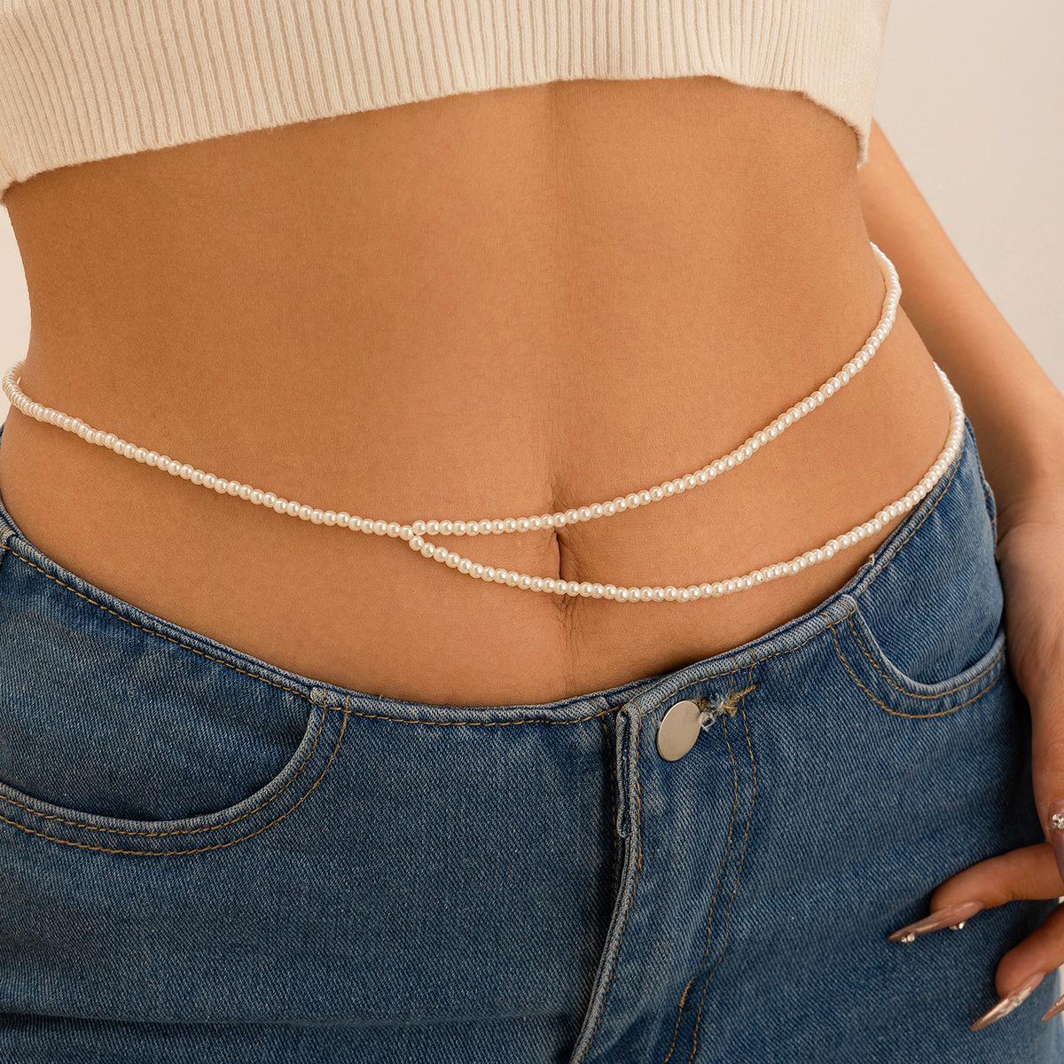 Personalized double-layer imitation pearl beaded waist chain, versatile and sexy round bead body chain Body Chain
Personalized double-layer imitation pearl beaded waist chain, versatile and sexy round bead body chain Body Chain