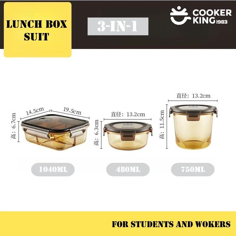 3-IN-1 1040+480+750ML Bento Box Set Compartmented Lunch Box Soup Box Glass Tableware Glass Bowl Food Container
3-IN-1 1040+480+750ML Bento Box Set Compartmented Lunch Box Soup Box Glass Tableware Glass Bowl Food Container