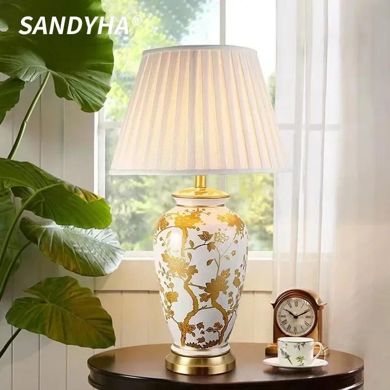 SANDYHA Luxury Classical Ceramic Desk Lamp Bedroom Decor Table Lights for Living Room Sofa Home Fabric Lampshade Indoor Lighting Warm light
SANDYHA Luxury Classical Ceramic Desk Lamp Bedroom Decor Table Lights for Living Room Sofa Home Fabric Lampshade Indoor Lighting Warm light