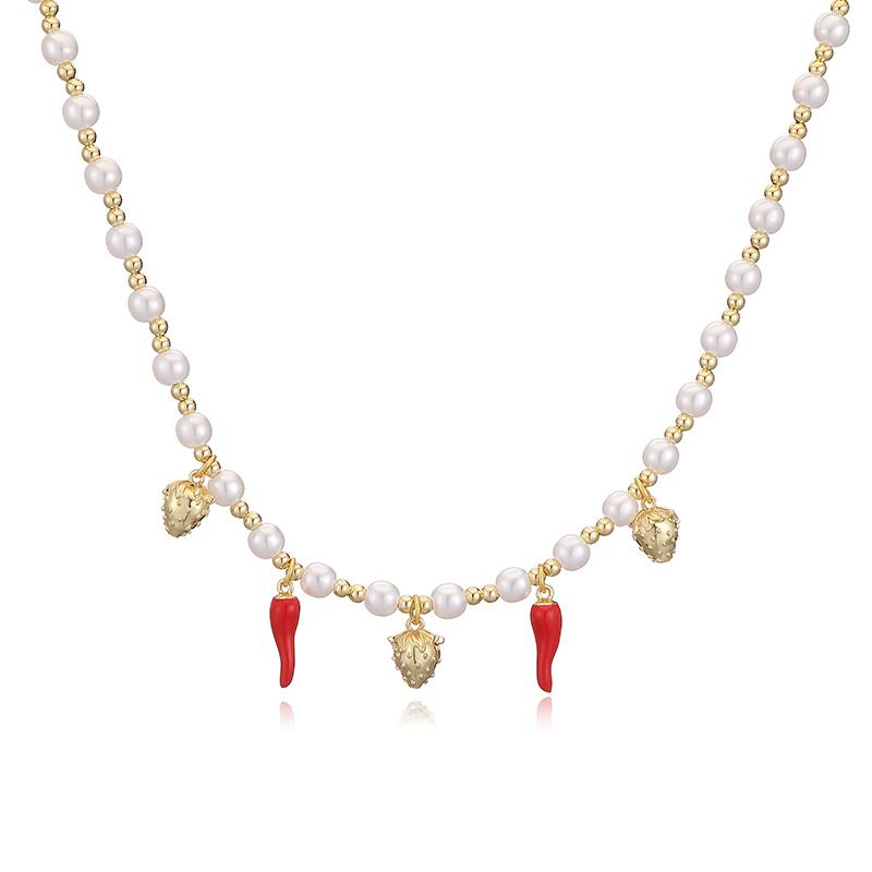 HECHENG,18K Gold-plated Brass Oil Drops Cherry Chilli Pearl Necklace Women s Colorful and Cute Fashion Zircon Accessories 1 Pcs Other
HECHENG,18K Gold-plated Brass Oil Drops Cherry Chilli Pearl Necklace Women s Colorful and Cute Fashion Zircon Accessories 1 Pcs Other