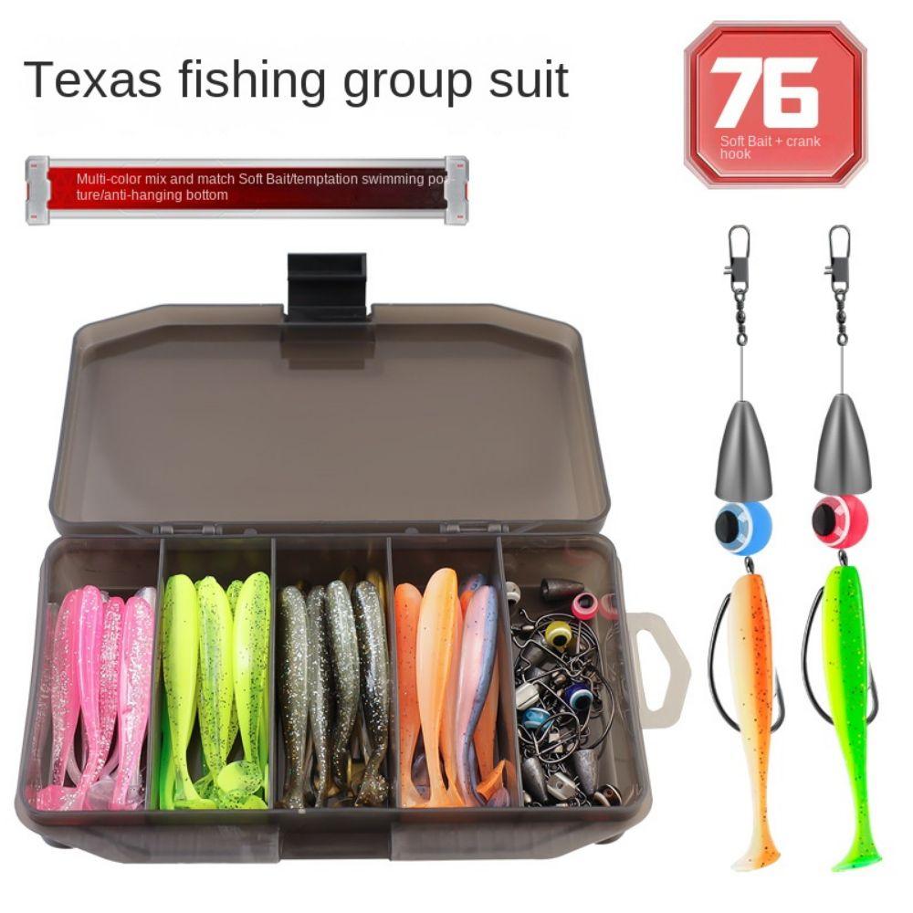 76 шт. Набор мягких рыболовных приманок с крючками Crank Hook, ящик для хранения рыболовных снастей с крючком Outdoor 76pcs/box