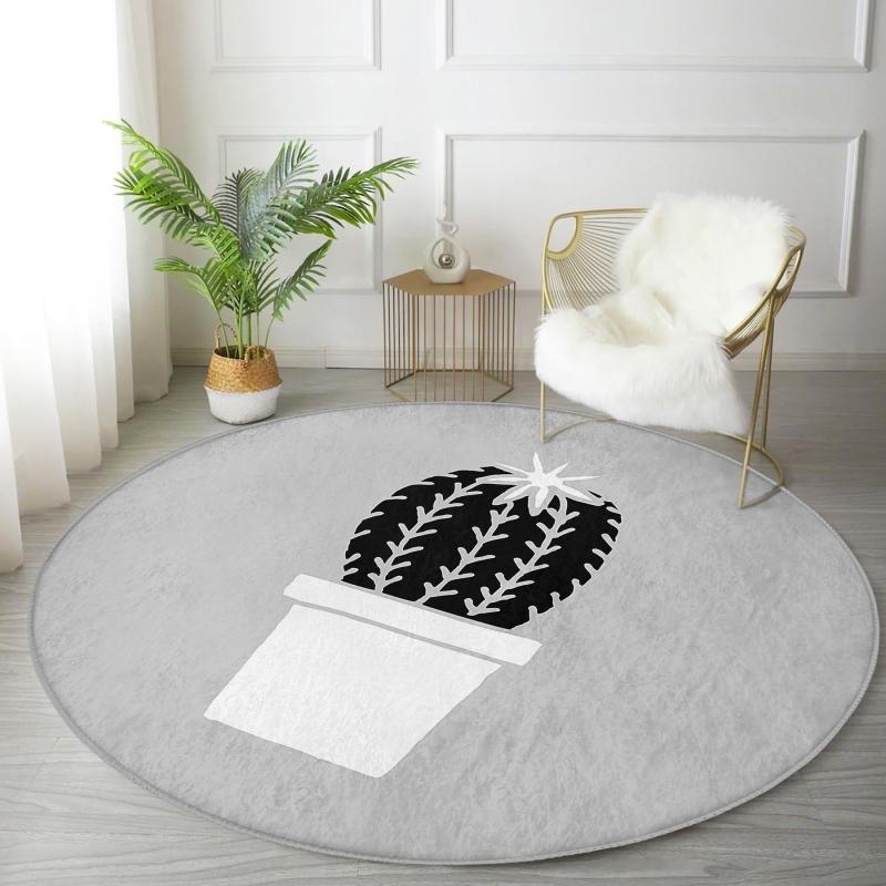 Deymend Gray Floor Cactus Pattern Digital Printed Black Kitchen Round Carpet With Washable Non-Slip Base
Deymend Gray Floor Cactus Pattern Digital Printed Black Kitchen Round Carpet With Washable Non-Slip Base
