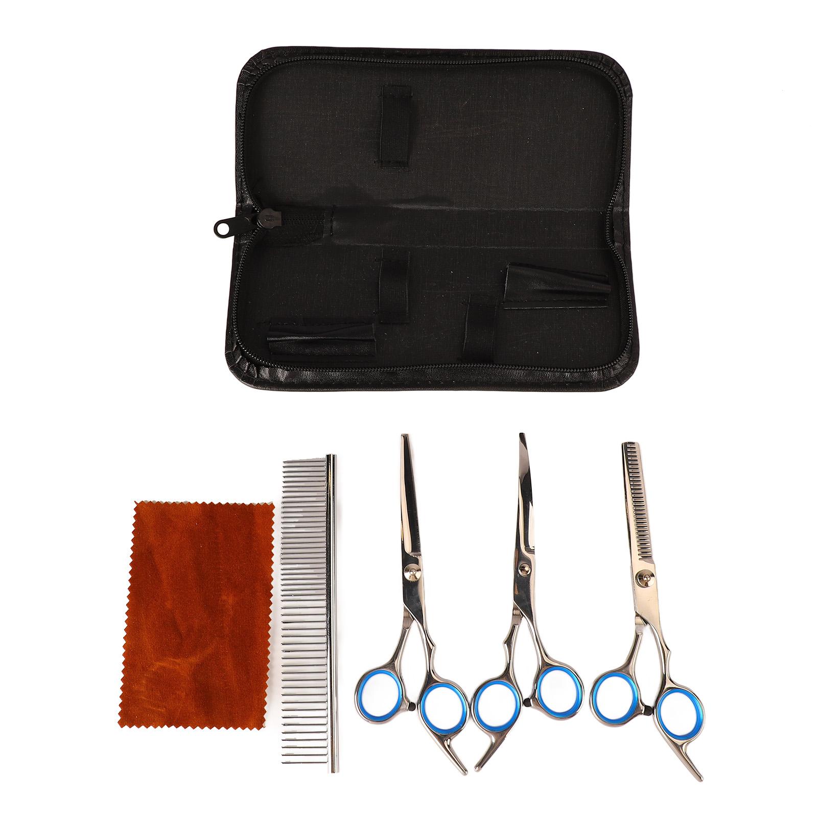 Pet Grooming Scissors Kit Stainless Steel Safe Portable Dog Grooming Shears Comb Set
Pet Grooming Scissors Kit Stainless Steel Safe Portable Dog Grooming Shears Comb Set