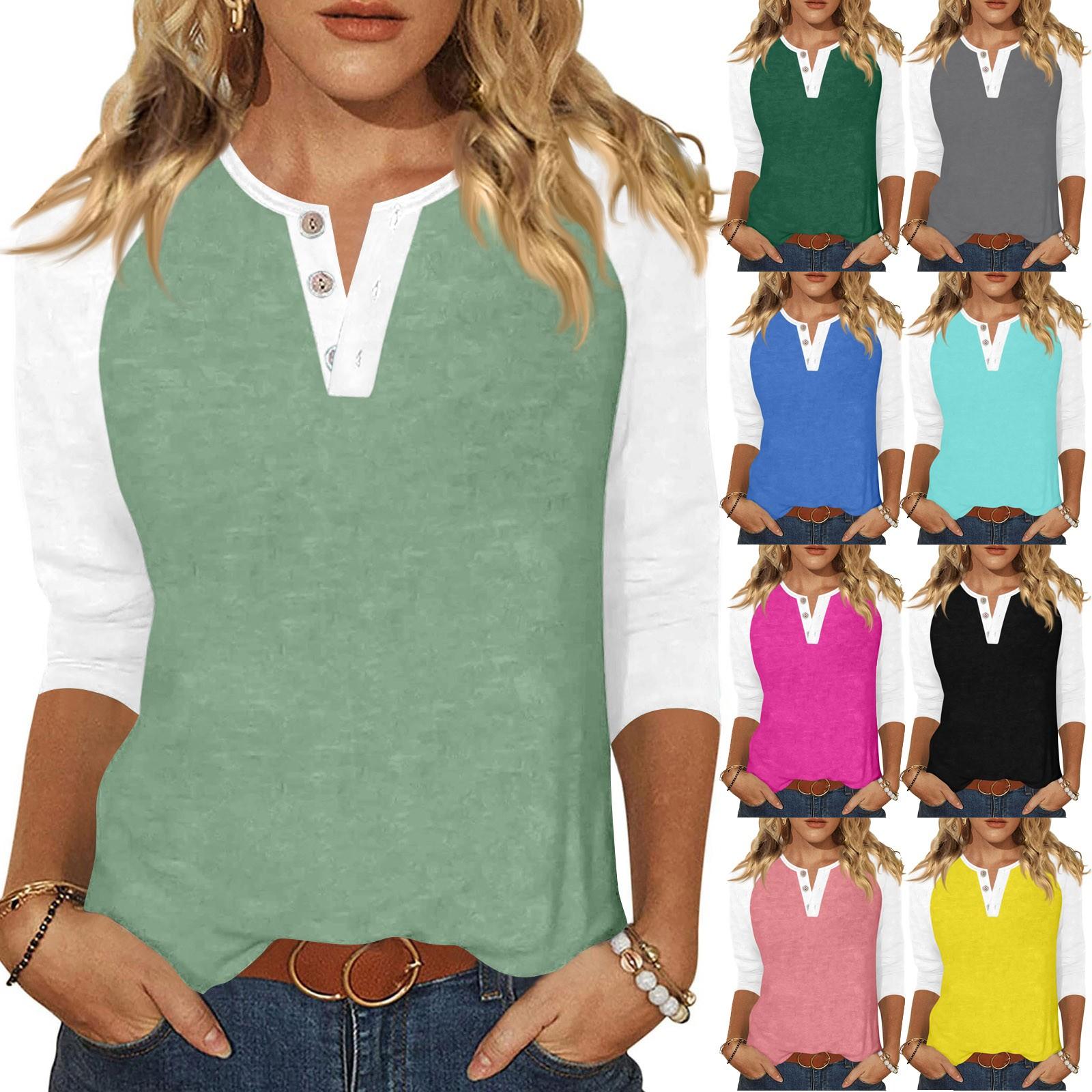 Жіноча футболка з принтом на ґудзиках з рукавами 3/4, щоденна мода на вихідні, звичайний топ із V-подібним вирізом M жовтий
Жіноча футболка з принтом на ґудзиках з рукавами 3/4, щоденна мода на вихідні, звичайний топ із V-подібним вирізом M жовтий