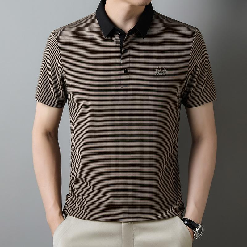 Men s Nylon Lapel Short-sleeved T-shirt Men s Summer Youth High-end Fashion Striped POLO Shirt
Men s Nylon Lapel Short-sleeved T-shirt Men s Summer Youth High-end Fashion Striped POLO Shirt
