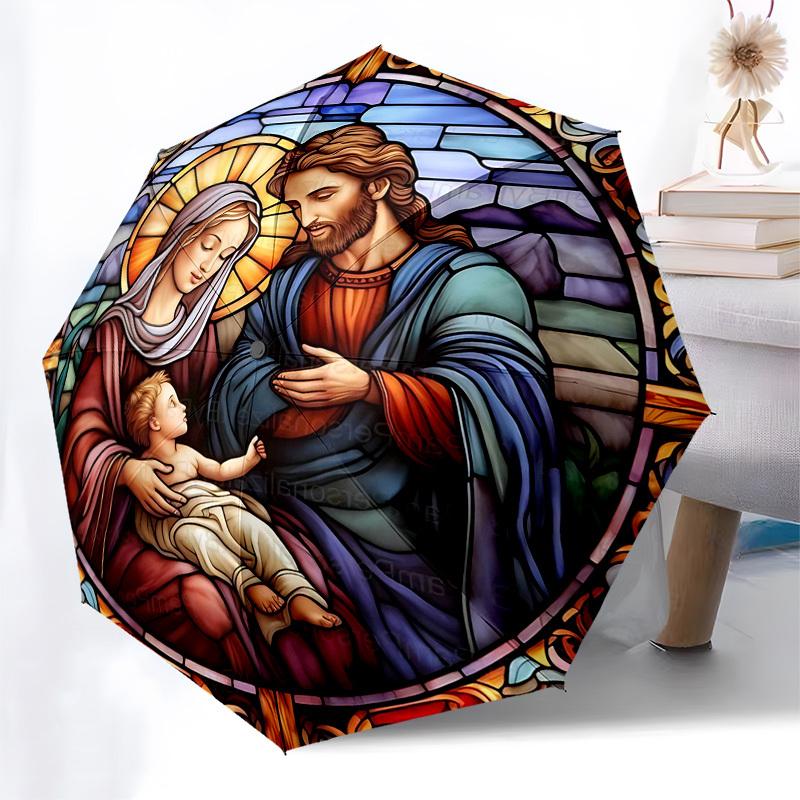 1pc Stained Glass Nativity Scene with Automatic Opening Umbrella, Portable Tri-Fold Design, 8-Bone Iron Frame Outdoor Umbrella, Perfect Gift for Fans,
1pc Stained Glass Nativity Scene with Automatic Opening Umbrella, Portable Tri-Fold Design, 8-Bone Iron Frame Outdoor Umbrella, Perfect Gift for Fans,