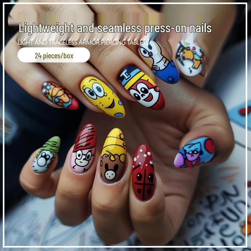 Wearable Cartoon Nail Art Patches: 24 Removable Medium-Long Teardrop False Nails Gel Glue Set
Wearable Cartoon Nail Art Patches: 24 Removable Medium-Long Teardrop False Nails Gel Glue Set