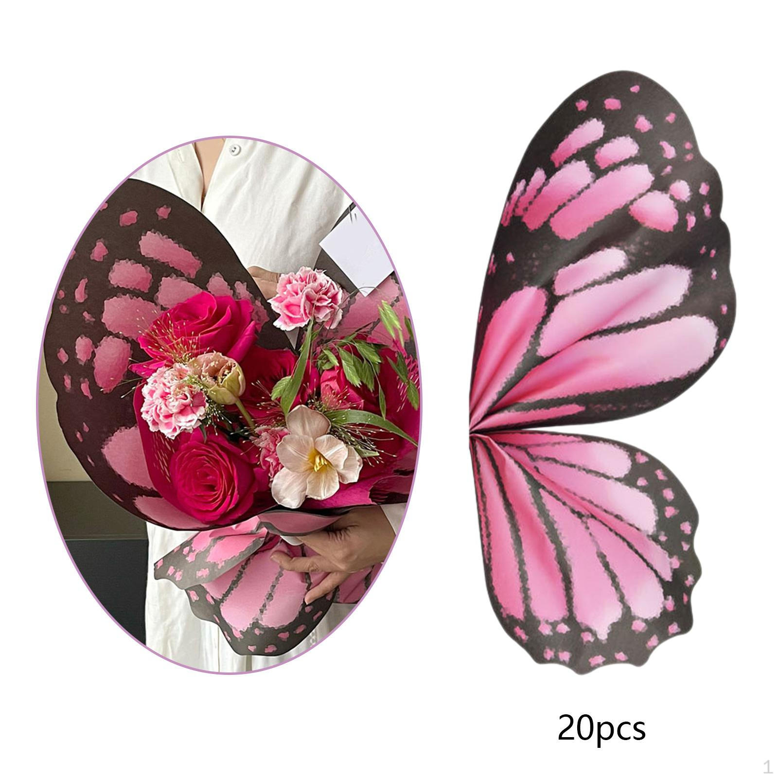 20 шт. упаковочной бумаги для цветов, цветочная бумага для букетов, крыло бабочки 56x50 см, флорист pink black