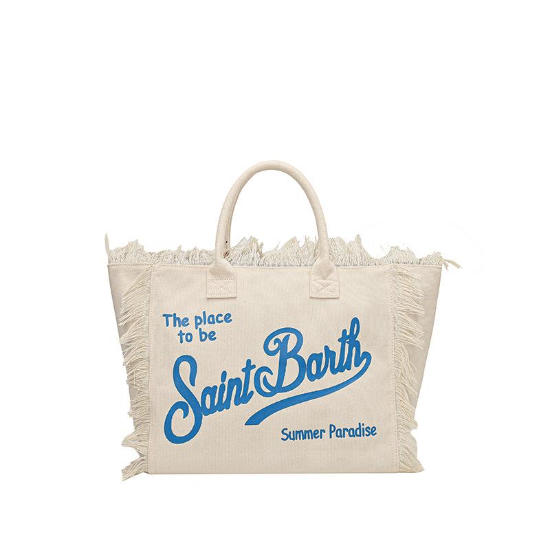 Сумка женская новая холщовая сумка с бахромой и буквой, большая вместимость, простая, для поездок на работу, студенческая, на плечо, сумка-тоут