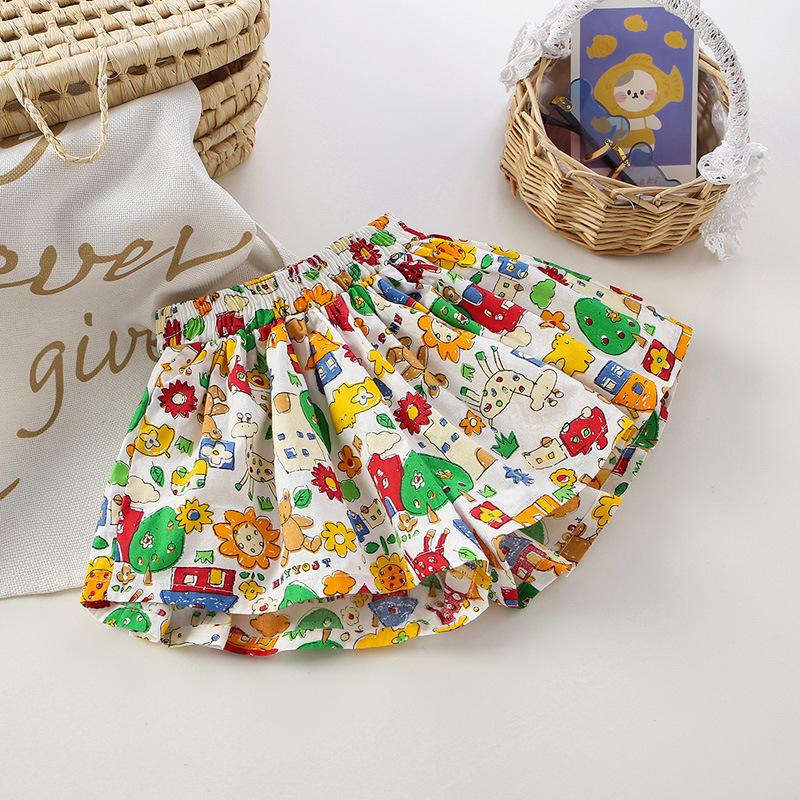 Детские хлопковые простые шорты, летние милые шорты с цветочным принтом для девочек 130cm