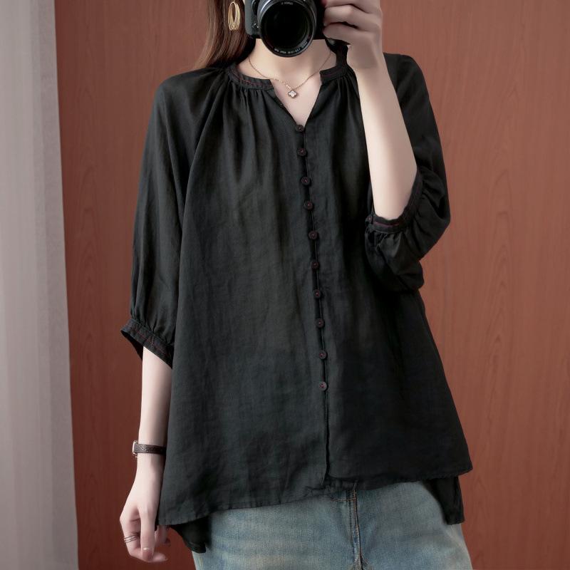 Artistic Plus Size Women s Linen Shirt - Spring/Summer 2026 Versatile Casual Top One Size (100-160 catties) чорний
Artistic Plus Size Women s Linen Shirt - Spring/Summer 2026 Versatile Casual Top One Size (100-160 catties) чорний