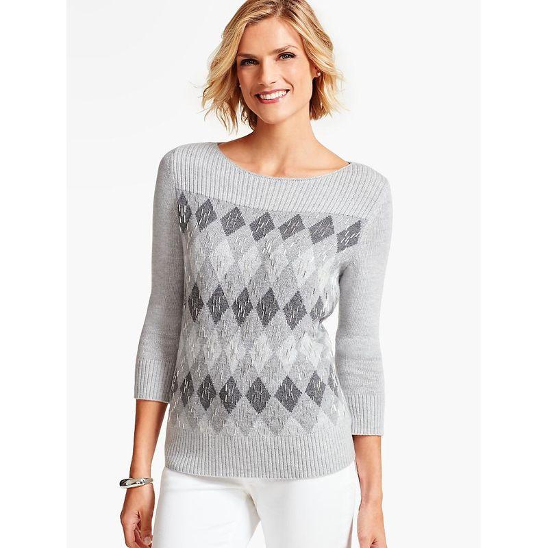 Европейская и американская женская одежда Шерсть круглый вырез Элегантный ручная работа с бисером Grey M