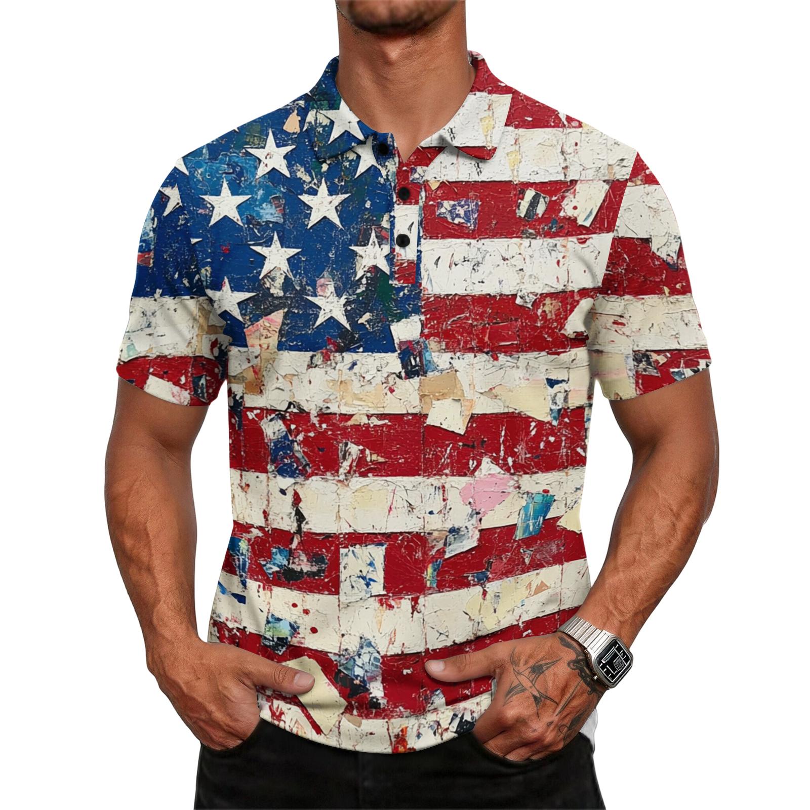 Men s Casual Loose Fit Short Sleeve Polo Shirt with Mixed Pattern Design Flag Stripes and Dots Print Lightweight Comfortable Top XXL
Men s Casual Loose Fit Short Sleeve Polo Shirt with Mixed Pattern Design Flag Stripes and Dots Print Lightweight Comfortable Top XXL