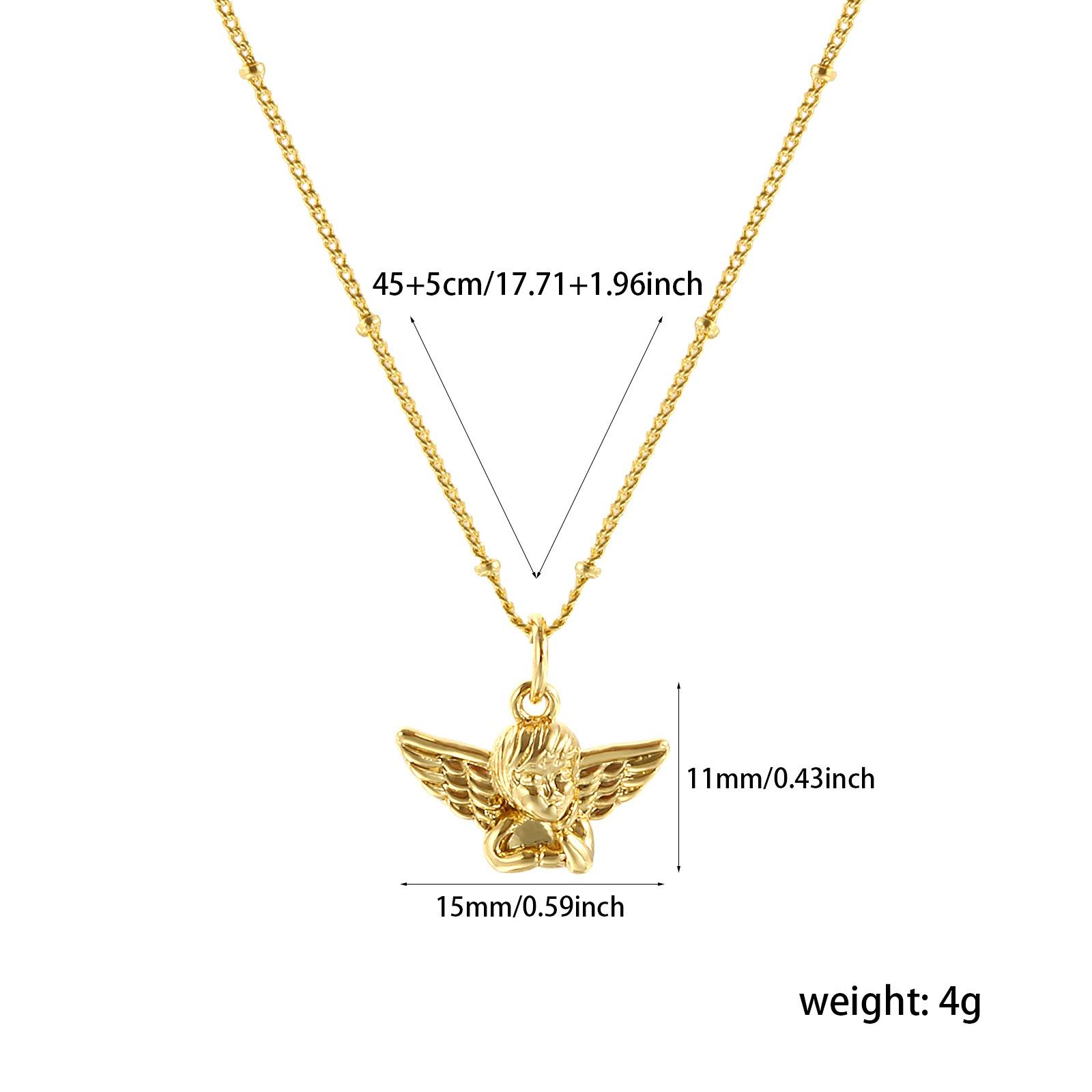 1pc Angel 3D Pendant Charm Necklace Stylish 18K Gold Plated Brass Curb Link Chain Retro Charms Necklace For Women 45cm+ 5cm long
1pc Angel 3D Pendant Charm Necklace Stylish 18K Gold Plated Brass Curb Link Chain Retro Charms Necklace For Women 45cm+ 5cm long