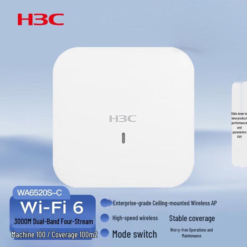 H3C WA6520S-C Enterprise WiFi 6 Wireless Access Point
H3C WA6520S-C Enterprise WiFi 6 Wireless Access Point