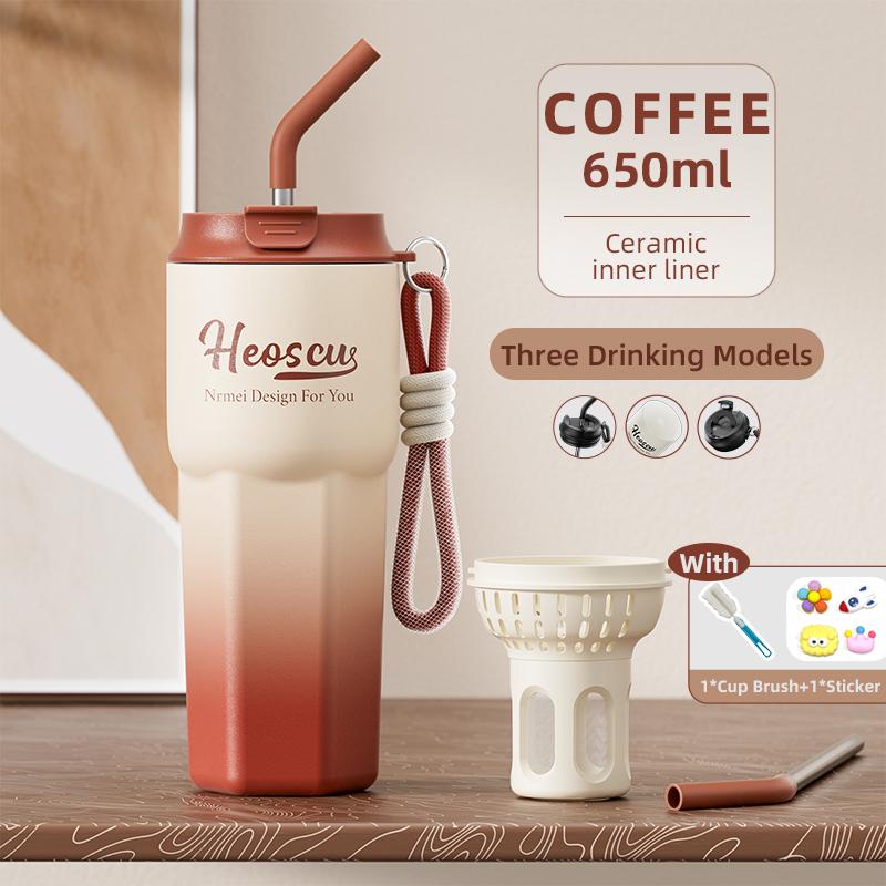 Stainless Steel Thermos Bottles with Straw Lid Outdoor Portable Milk Coffee Cups Leak-proof Insulated Coffee Mug with Extractor 650ML
Stainless Steel Thermos Bottles with Straw Lid Outdoor Portable Milk Coffee Cups Leak-proof Insulated Coffee Mug with Extractor 650ML