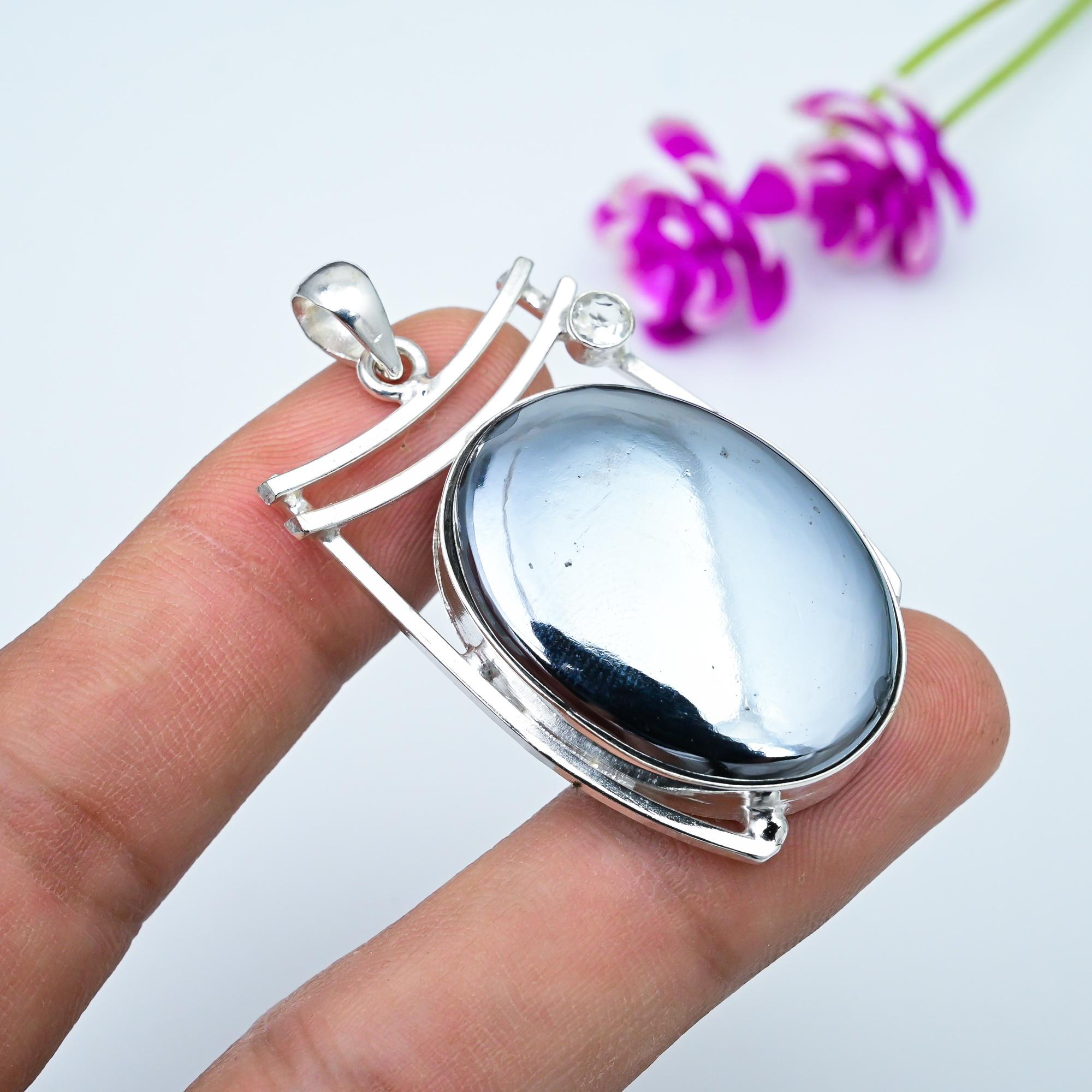 Shungite, White Topaz Pendant, 925 Solid Sterling Silver Gemstone Jewelry, Handmade Pendant, For Thanksgiving 1.77 Inches
Shungite, White Topaz Pendant, 925 Solid Sterling Silver Gemstone Jewelry, Handmade Pendant, For Thanksgiving 1.77 Inches