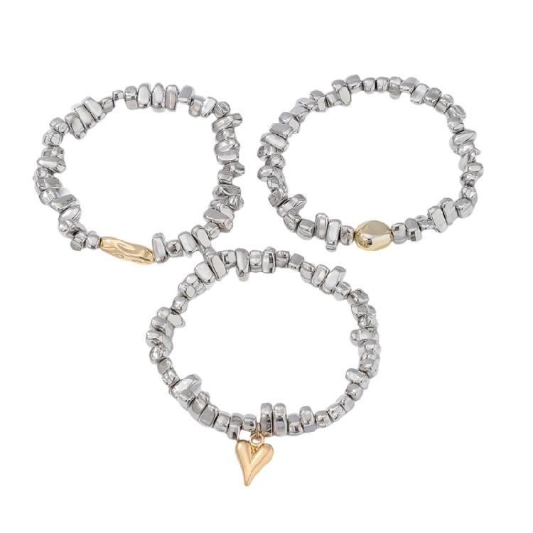 3Pcs Stackable Dumpy Gold Beaded Bracelet For Women Elastic Stretch Jewelry Irregular Silver Ball CCB Alloy Design 1
3Pcs Stackable Dumpy Gold Beaded Bracelet For Women Elastic Stretch Jewelry Irregular Silver Ball CCB Alloy Design 1