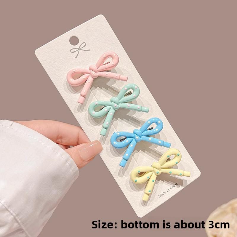 4Pcs/set Fashion hairpins simple polka dot pink bow duck bill bangs clip versatile children s niche headwear hairpin
4Pcs/set Fashion hairpins simple polka dot pink bow duck bill bangs clip versatile children s niche headwear hairpin