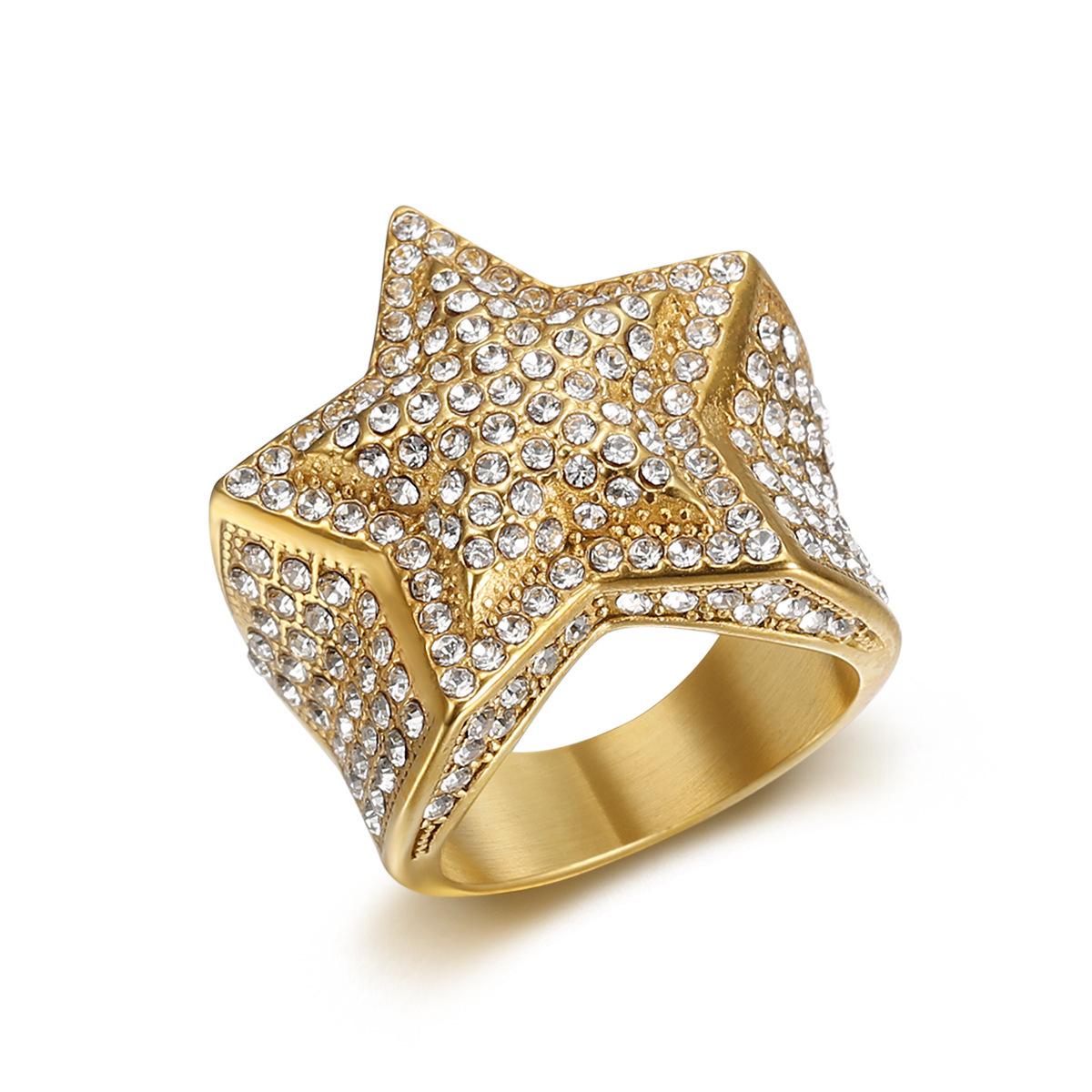 New Hip-Hop Trendy Fashion Light Luxury Ring Personality Domineering Titanium Steel Inlaid Diamond Five-Pointed Star Ring 13No.
New Hip-Hop Trendy Fashion Light Luxury Ring Personality Domineering Titanium Steel Inlaid Diamond Five-Pointed Star Ring 13No.