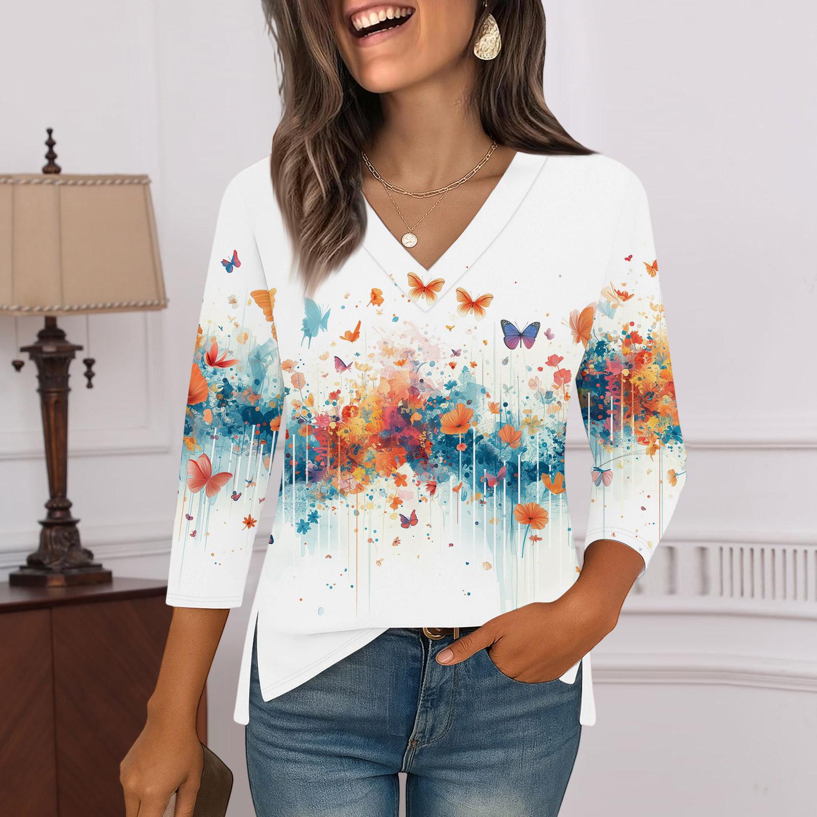 3/4 Sleeve Shirts For Women Print Graphic Tees Blouses Casual Plus Size Basic Tops Pullover XL
3/4 Sleeve Shirts For Women Print Graphic Tees Blouses Casual Plus Size Basic Tops Pullover XL