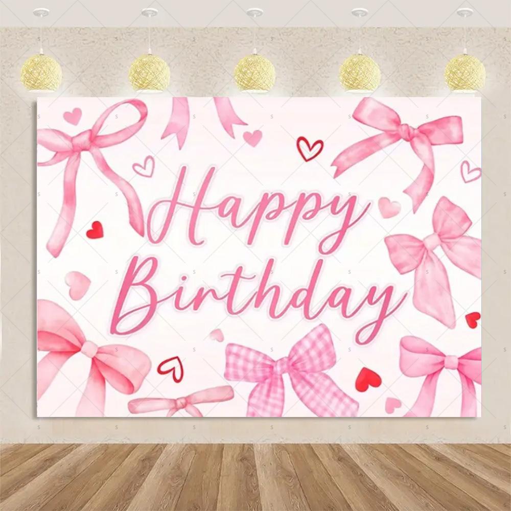 Pink Bow Tie Background Banner Girls Birthday Party Decorations Balloon Flower Photography Backdrop Supplies Photo Shoot Props 90x60 CM
Pink Bow Tie Background Banner Girls Birthday Party Decorations Balloon Flower Photography Backdrop Supplies Photo Shoot Props 90x60 CM
