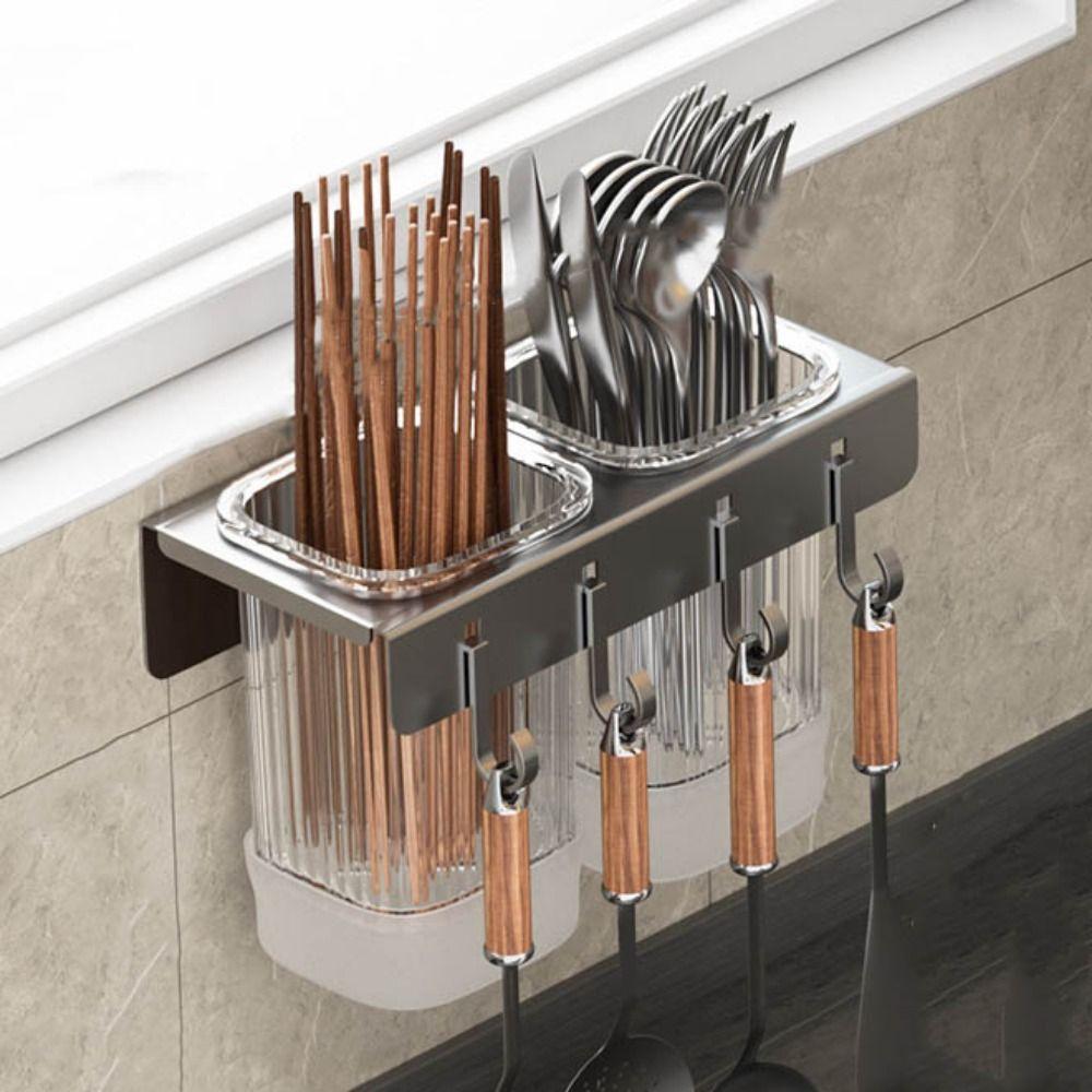 Large Capacity Chopstick Cage Wall Mounted Chopsticks Drain Rack Chopstick Storage Box for Home 1 Grid
Large Capacity Chopstick Cage Wall Mounted Chopsticks Drain Rack Chopstick Storage Box for Home 1 Grid