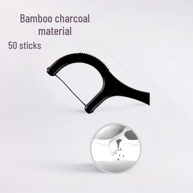 Bamboo Charcoal Dental Floss Picks - 50 Fine Thread Arched Toothpicks Bamboo Charcoal
Bamboo Charcoal Dental Floss Picks - 50 Fine Thread Arched Toothpicks Bamboo Charcoal