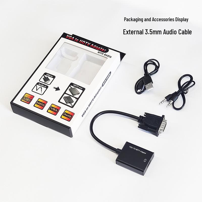 VGA to HDMI Converter with Audio Cable for Laptop-Monitor Connection
VGA to HDMI Converter with Audio Cable for Laptop-Monitor Connection