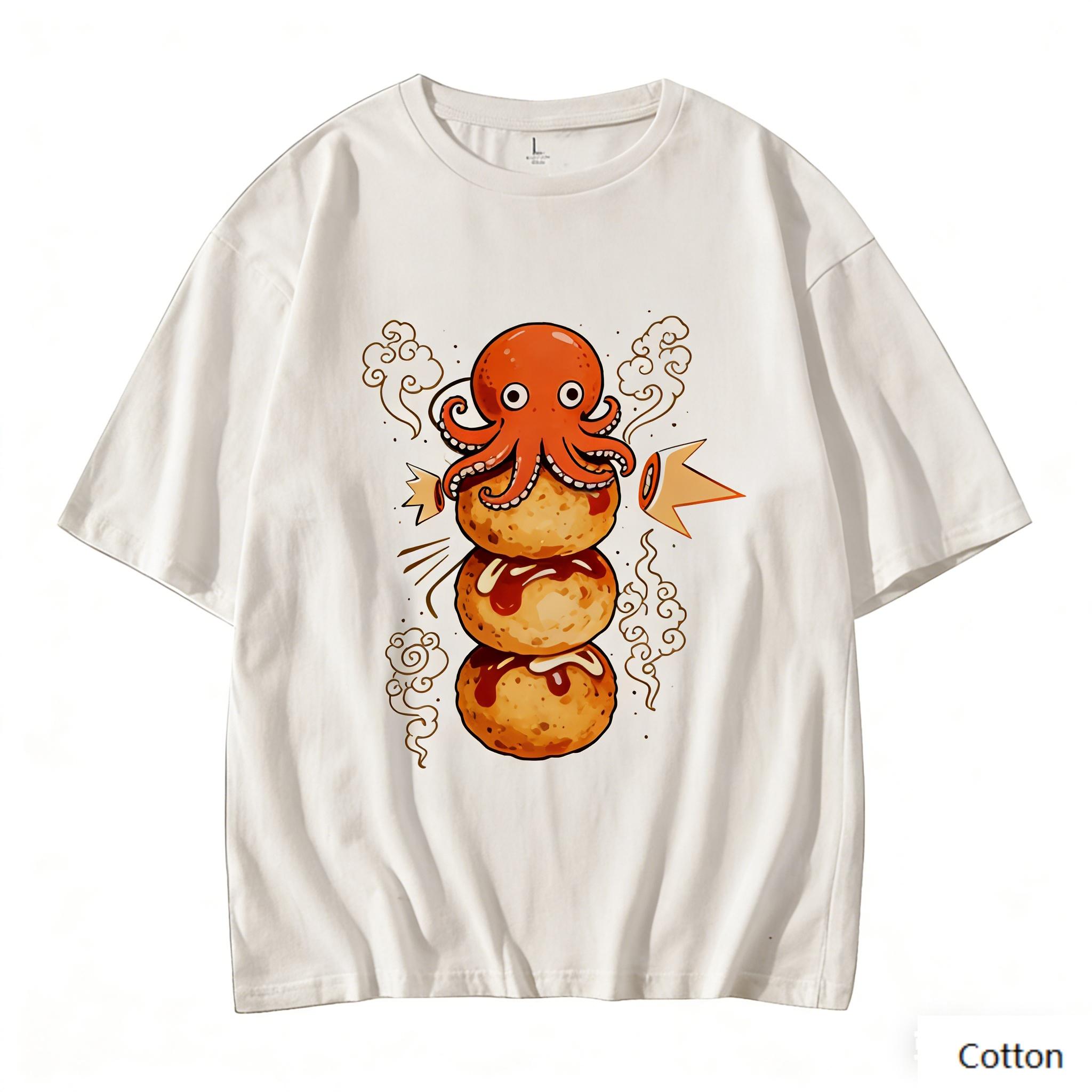 Cute Octopus On Takoyaki Balls Graphic TShirt Japanese Cloud Print Pure Cotton Tee Kawaii Streetwear Style Unisex Top 5XL різнокольоровий
Cute Octopus On Takoyaki Balls Graphic TShirt Japanese Cloud Print Pure Cotton Tee Kawaii Streetwear Style Unisex Top 5XL різнокольоровий