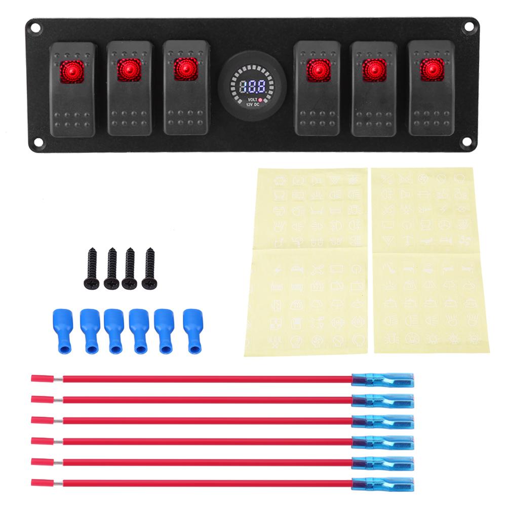 6 Gang Red LED Rocker Switch Panel with Alarm Voltmeter for Car RV Boat Yacht Marine 12V
6 Gang Red LED Rocker Switch Panel with Alarm Voltmeter for Car RV Boat Yacht Marine 12V