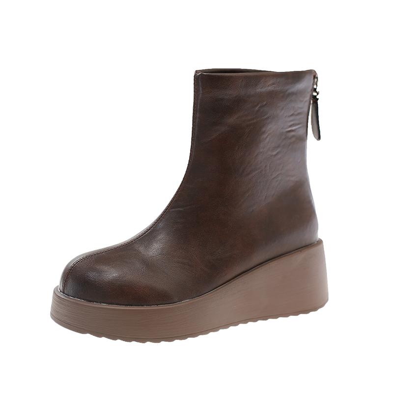 Wedge Heel Booties Fashion Round Toe Rear Zipper Platform Soft Sole Anti-Slip Wear-Resistant High Heels 40
Wedge Heel Booties Fashion Round Toe Rear Zipper Platform Soft Sole Anti-Slip Wear-Resistant High Heels 40