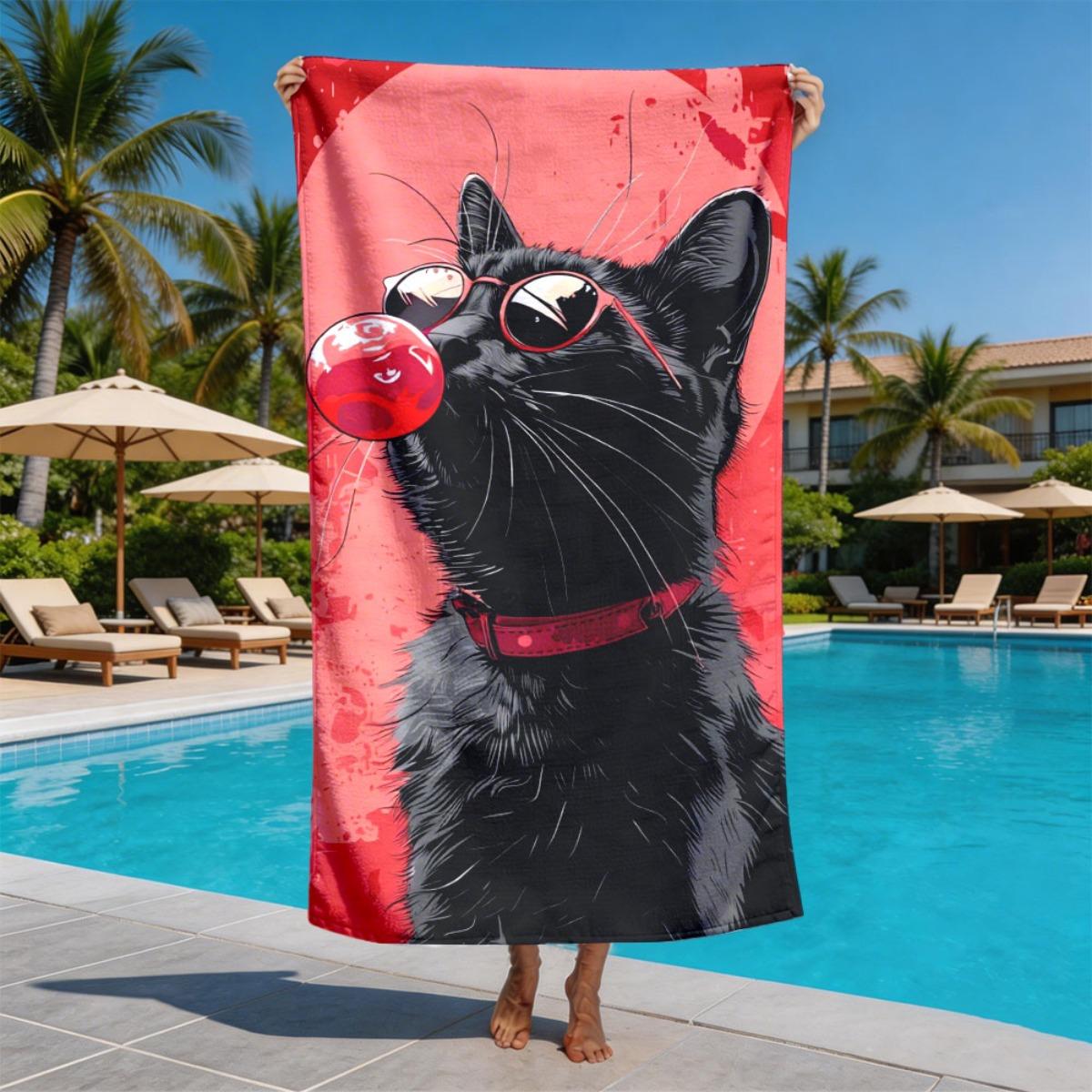 Creative and witty black cat theme polyester microfiber beach towel is highly absorbent, suitable for swimming and beach outings W30*H60(CM)
Creative and witty black cat theme polyester microfiber beach towel is highly absorbent, suitable for swimming and beach outings W30*H60(CM)