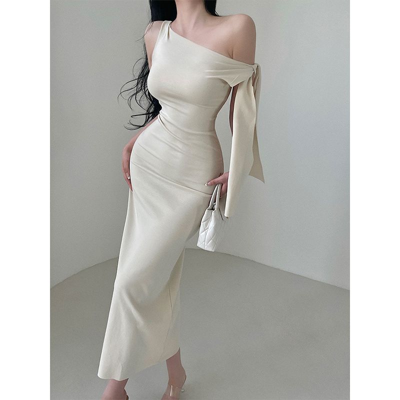 Asymmetric Crossbody Ribbon Sexy Hip Dress Bone White(Partial apricot) S
Asymmetric Crossbody Ribbon Sexy Hip Dress Bone White(Partial apricot) S