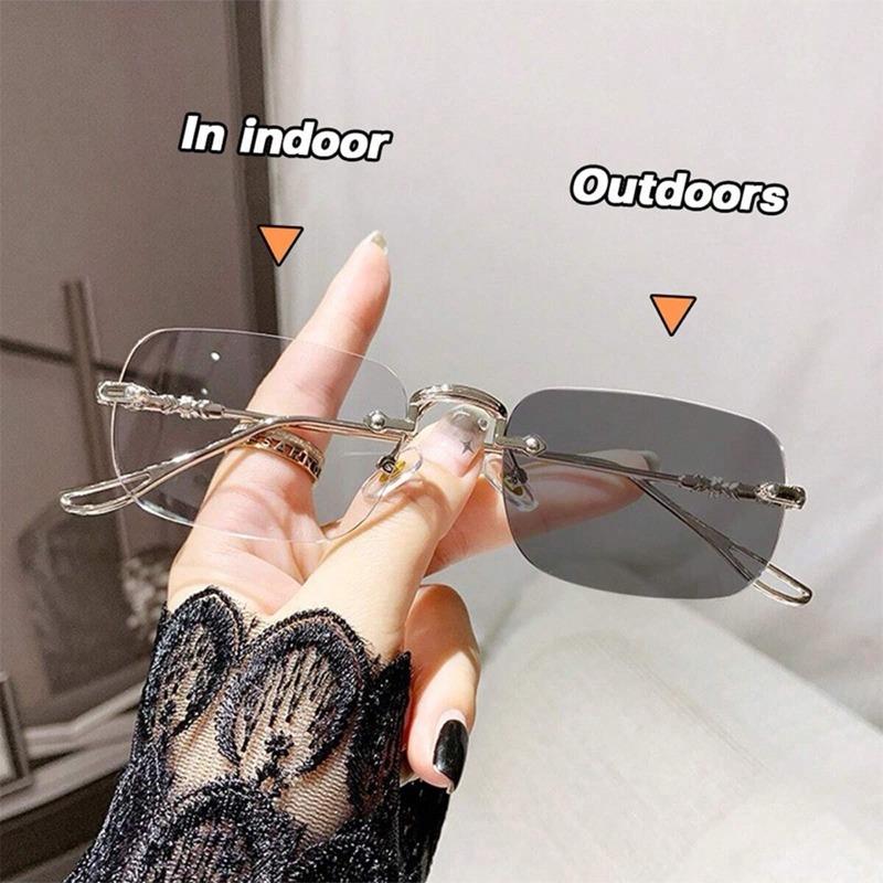 Photochromic Anti-blue Glasses Frameless Temperament Flat Lens Trend Glasses Men Glasses
Photochromic Anti-blue Glasses Frameless Temperament Flat Lens Trend Glasses Men Glasses
