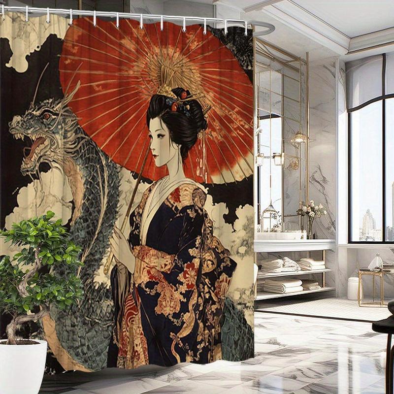 Japanese Geisha And Dragon Shower Curtain Red Umbrella Traditional Kimono Artwork Waterproof Fabric Asian Theme Bathroom Decor W60H190(CM)-1 Pcs
Japanese Geisha And Dragon Shower Curtain Red Umbrella Traditional Kimono Artwork Waterproof Fabric Asian Theme Bathroom Decor W60H190(CM)-1 Pcs