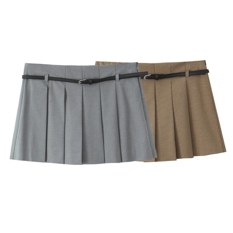 European & American Solid Color Pleated Mini A-Line Culottes with Waist Belt Medium
European & American Solid Color Pleated Mini A-Line Culottes with Waist Belt Medium