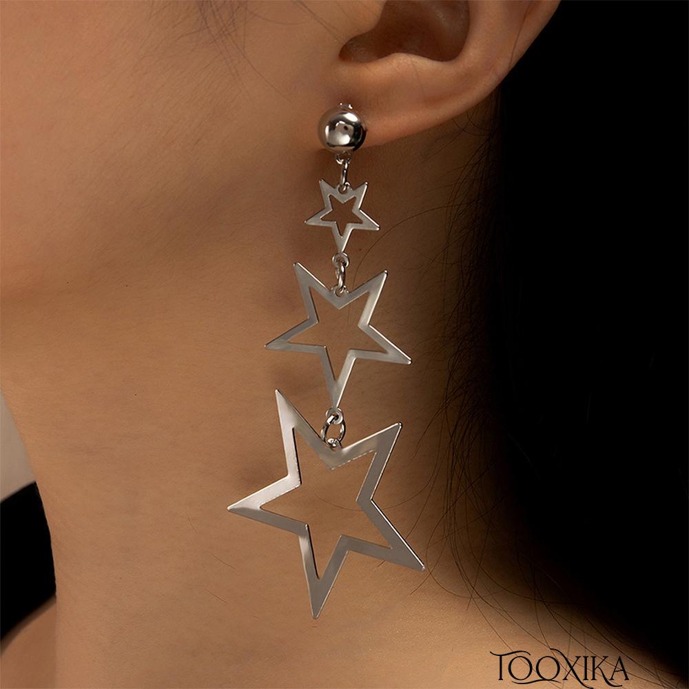 Tooxika Золотые пятиконечные металлические длинные серьги Женские серебряные серьги-звезды
Tooxika Золотые пятиконечные металлические длинные серьги Женские серебряные серьги-звезды
