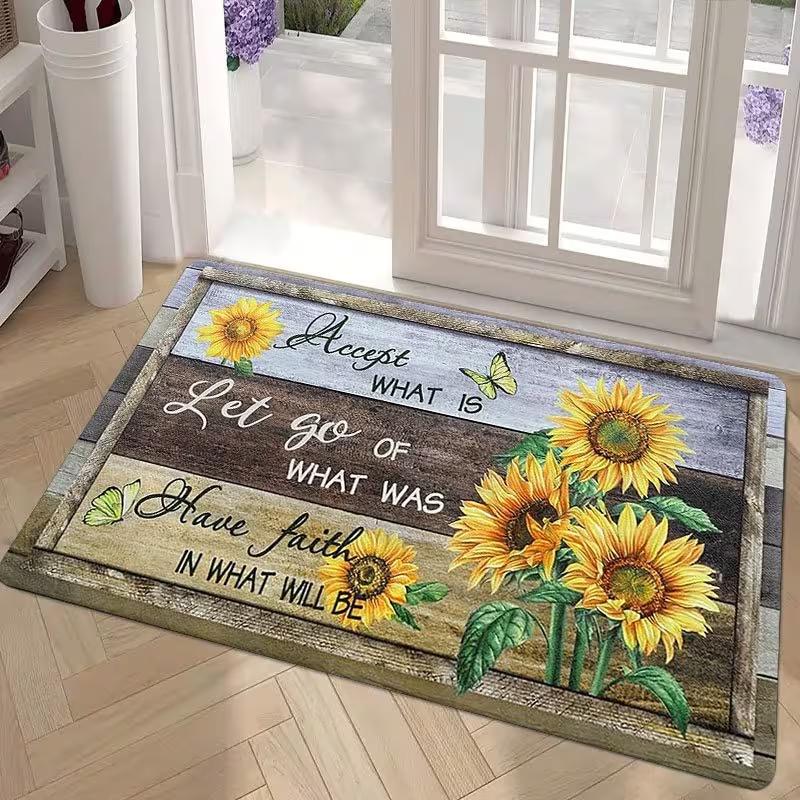 A Door Mat Featuring Nordic-Style Printed Sunflowers, Designed for Entryways for Home Corridors And Entrances Home Decor 40x60cm
A Door Mat Featuring Nordic-Style Printed Sunflowers, Designed for Entryways for Home Corridors And Entrances Home Decor 40x60cm