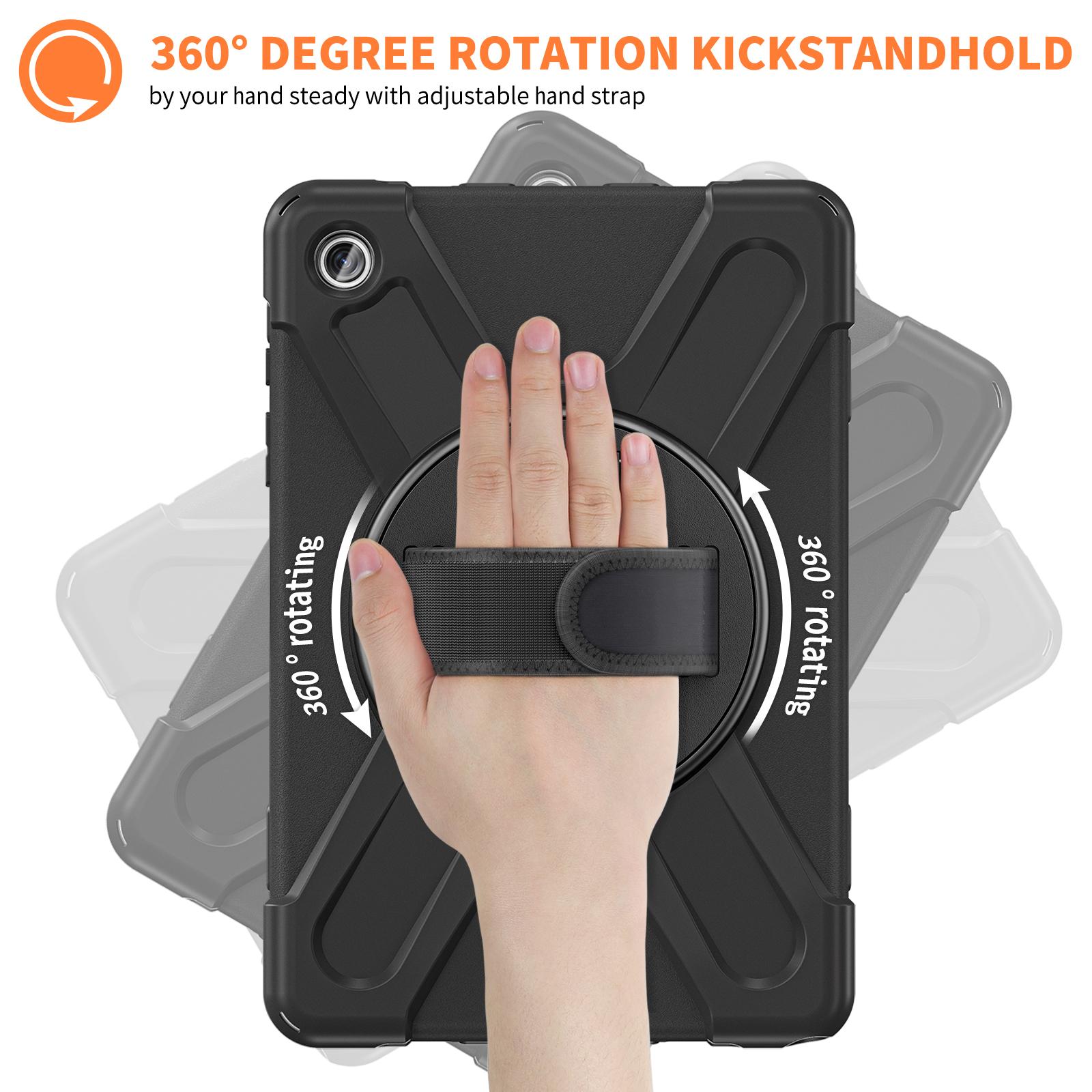 For Samsung Galaxy Tab A9+ Case PC+Silicone Rotary Kickstand Cover with Hand Strap Black
For Samsung Galaxy Tab A9+ Case PC+Silicone Rotary Kickstand Cover with Hand Strap Black