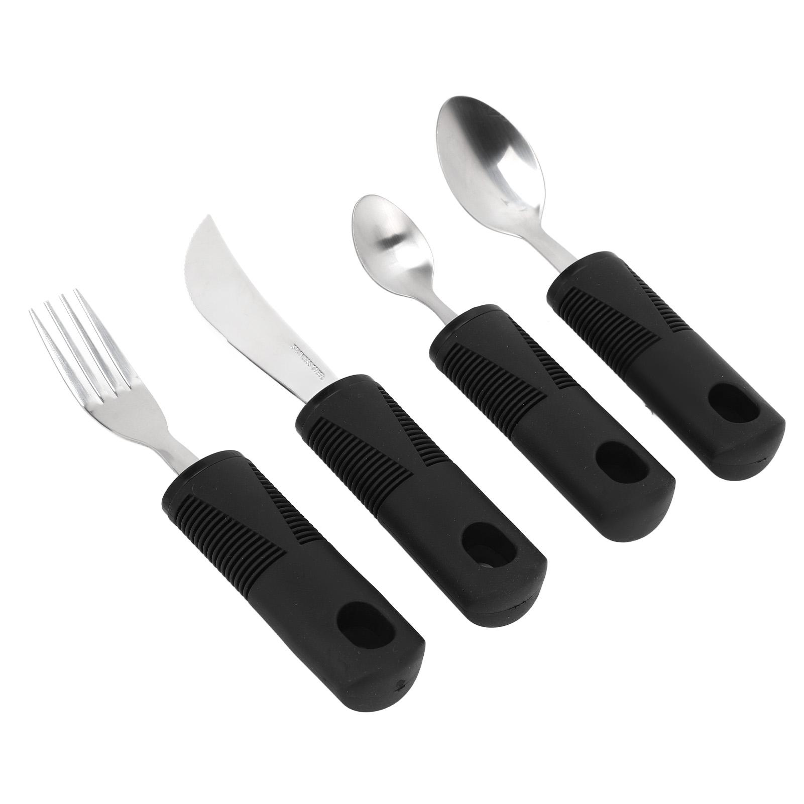4Pcs Utensils Rubber Nonslip Handle Stainless Steel Spoon Fork Utensils Set for Home
4Pcs Utensils Rubber Nonslip Handle Stainless Steel Spoon Fork Utensils Set for Home